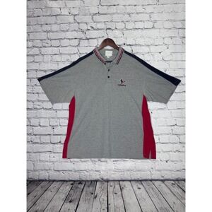 Houston Texans NFL Men's XL Gray Red Blue Stripe Short Sleeve Polo Shirt